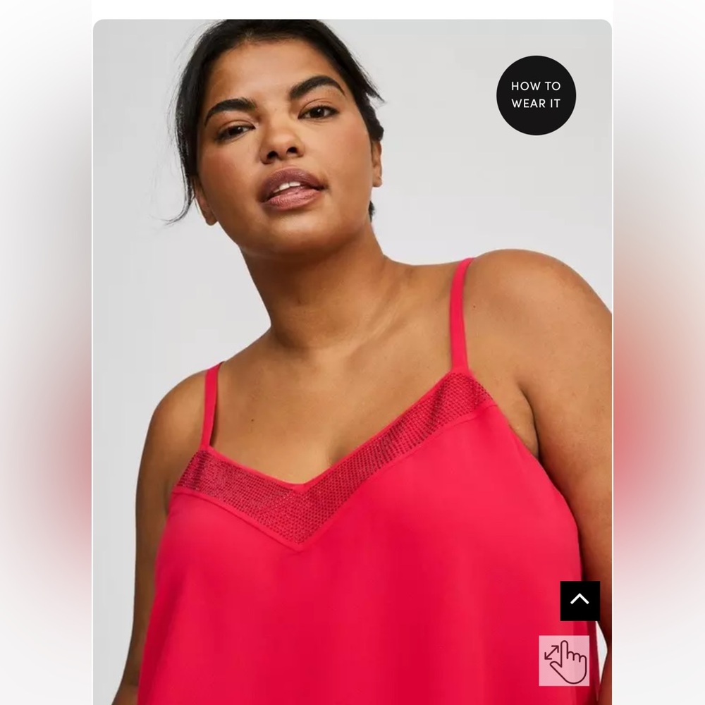 NWT Torrid Sophie Top, gems on neck line - size 2 -
 Virtual pink